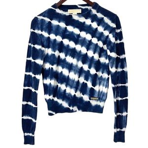 Michael Kors Tie Dye Style Blue and White Long Sleeve Sweater Women XS